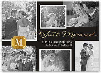 Wedding Announcements: Brilliant Monogram Collage Wedding Announcement, Yellow, Matte, Signature Smooth Cardstock, Square