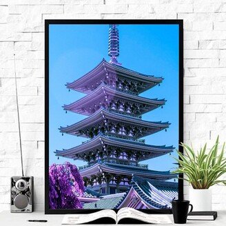 Japanese Temple Wall Art, Anime Poster, Japan Cityscape Illustration Vaporwave Retrowave Christmas Gift