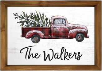 Christmas Rustic Truck Wooden Sign With Family Name