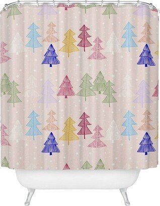 Showmemars Xmas Forest Pattern Shower Curtain