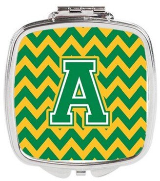 CJ1059-ASCM Letter A Chevron Green & Gold Compact Mirror