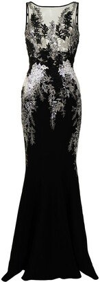 Fitted Floral Lace-Embroidered Gown