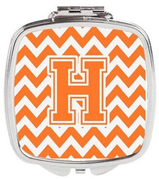 CJ1046-HSCM Letter H Chevron Orange & White Compact Mirror