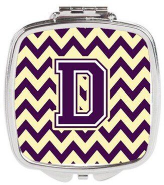 CJ1058-DSCM Letter D Chevron Purple & Gold Compact Mirror