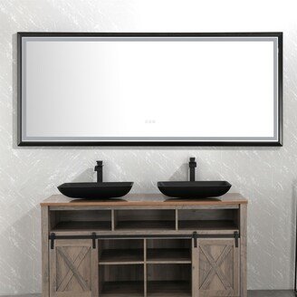 BESTCOSTY Wall-Mounted Black Metal Frame Bathroom Mirror