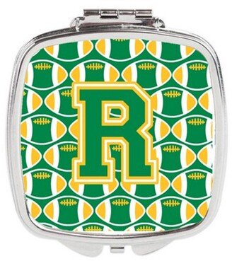 CJ1069-RSCM Letter R Football Green & Gold Compact Mirror