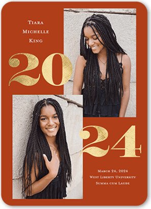 Graduation Announcements: Lustrous Year Graduation Announcement, Orange, 5X7, Standard Smooth Cardstock, Rounded