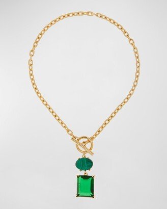 Malachite and Crystal Toggle Necklace