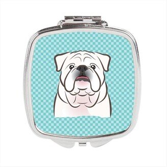 BB1158SCM Checkerboard Blue White English Bulldog Compact Mirror, 2.75 x 3 x .3 In.