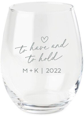 Stemless Wine Glasses: Have And Hold Wine Glass, Etched Wine, White