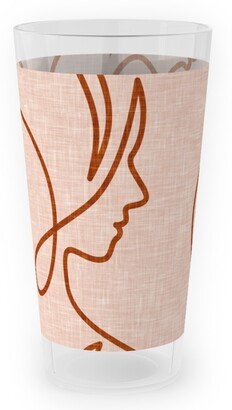 Outdoor Pint Glasses: Aria - Flowing Faces - Blush And Brick Outdoor Pint Glass, Pink