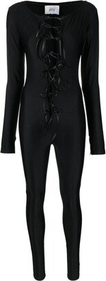 Atu Body Couture Lace-Up Satin Catsuit