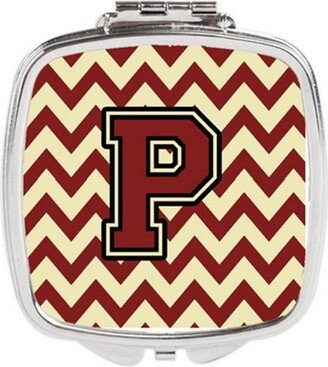 CJ1061-PSCM Letter P Chevron Maroon & Gold Compact Mirror