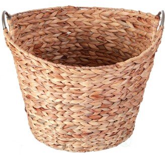 Water Hyacinth Wicker Large Round Storage Laundry Basket with Handles