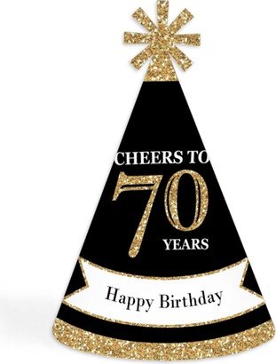 Big Dot Of Happiness Adult 70th Birthday - Gold - Cone Birthday Party Hats - Set of 8 (Standard Size)