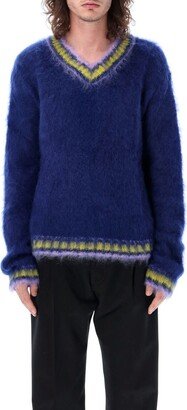 V-neck mohair sweater