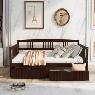 GEROJO Solid Pine Full Size Daybed with 2 Drawers, Multi-Functional Design