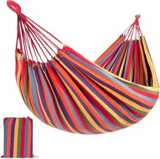 Best Choice Products 2-Person Brazilian-Style Cotton Double Hammock Bed w/ Portable Carrying Bag Rainbow