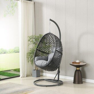 TiramisuBest Patio PE Rattan Swing Chair With Stand-330lb limit