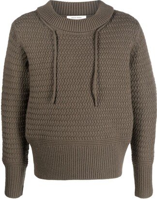 Drawstring-Neck Chunky-Knit Jumper