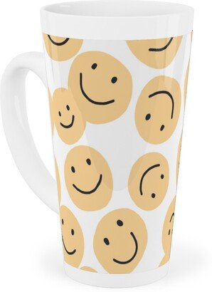 Mugs: Happy Smiley Faces - Yellow Tall Latte Mug, 17Oz, Yellow
