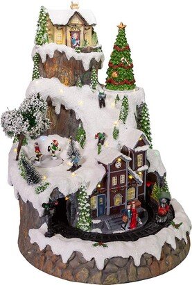 Kurt S. Adler 17-Inch Musical LED Village on Mountain Table Piece