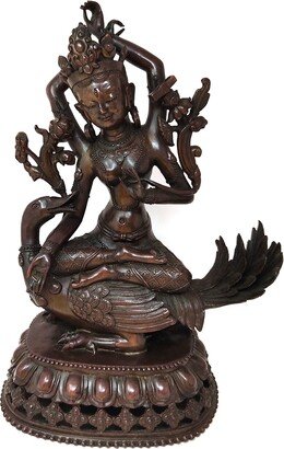 Tibet Buddhism Guan Yin Kwan-Yin Bodhisattva Goddess On Duck Buddha Statue