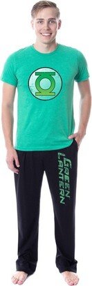 DC Comics Mens' Green Lantern Logo Character Distressed Sleep Pajama Set (XL) Multicolored