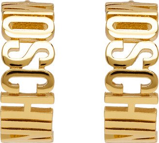Gold Small Lettering Logo Earrings
