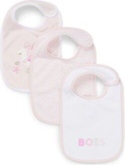 Gift-boxed set of three baby bibs in cotton