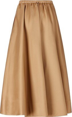 High Waist Pleated Midi Skirt