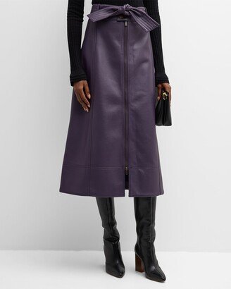 Marie Oliver Greenwich Paneled Zip-Front A-Line Midi Skirt