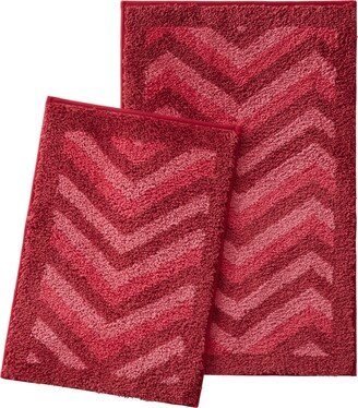 2 Piece Ultra Soft Non Slip Shaggy Bath Rug - Chevron Design - Large & Small