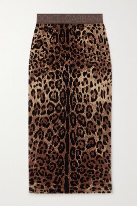 Leopard-print Cotton-blend Chenille Midi Skirt - Animal print