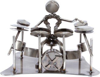 Handmade Rustic Drum Solo Recycled Auto Parts Sculpture