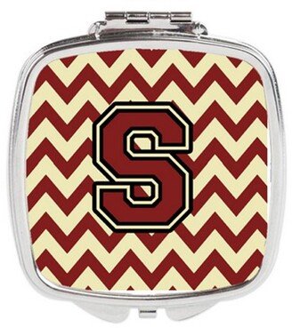 CJ1061-SSCM Letter S Chevron Maroon & Gold Compact Mirror