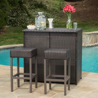 Toranto Outdoor Multibrown Wicker Bar Island Set