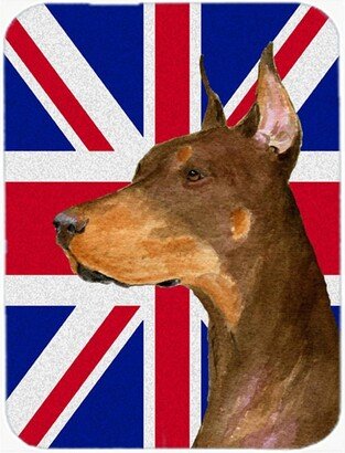 SS4910LCB Doberman With English Union Jack British Flag Glass Cutting Board