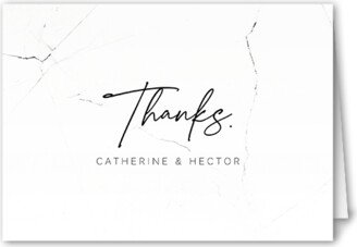 Wedding Thank You Cards: Married Marble Thank You Card, White, 3X5, Matte, Folded Smooth Cardstock