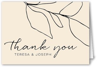 Wedding Thank You Cards: Honest Leaf Wedding Thank You Card, White, 3X5, Matte, Folded Smooth Cardstock