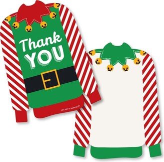 Big Dot Of Happiness Ugly Sweater - Christmas Party Shaped Thank You Cards with Envelopes - 12 Ct