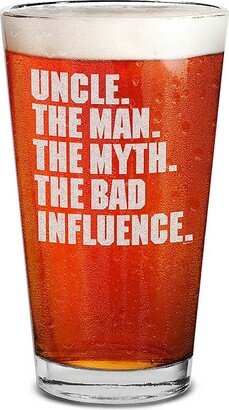 Uncle. The Man. Myth. Bad Influence. Engraved Beer Pint Glass Uncle To Be Gift