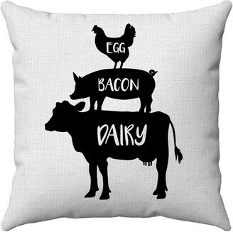 Farm Animals Stacked Pillow - Shabby Chic Farmhouse Decor Cow Chicken Pig Style Cover Rustic Throw
