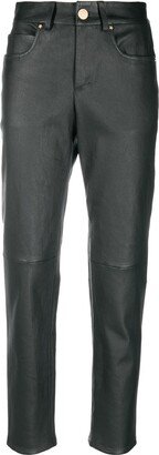 Slim-Cut Leather Trousers-AF