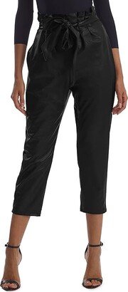 Faux Leather Paperbag Pants SLG451 (Black) Women's Casual Pants