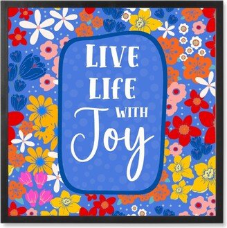 Photo Tiles: Live Life With Joy - Multi Photo Tile, Black, Framed, 8X8, Blue