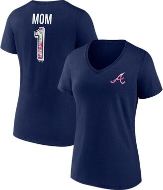 Women's Navy Atlanta Braves Mother's Day Plus Size Best Mom EverÂ V-Neck T-shirt