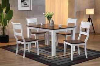 Iconic Furniture Co 36x52x67 Rectangle Parsons Distressed Cotton White/ Cocoa Brown 5-Piece Dining Set