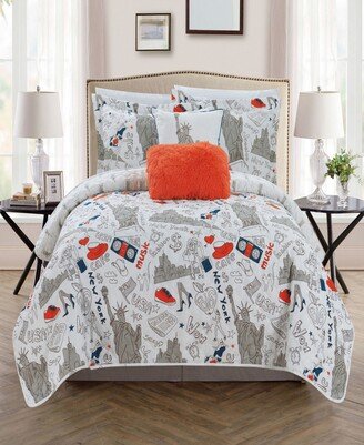 New York 5 Piece Full Quilt Set