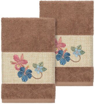 Latte Caroline Embellished Hand Towel - Set of 2